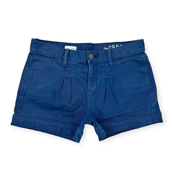 GAP 1969 Blue Pleated Mid Rise Denim Shorts Size 27/4 - Picture 1 of 8